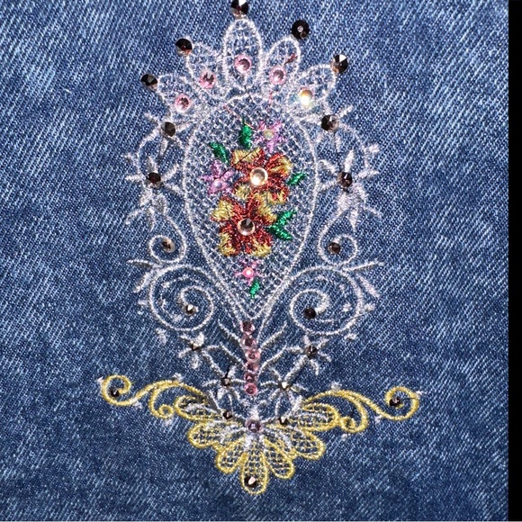 Victorian Embroidered & Appliquéd Jean Jacket - Picture 5 of 13